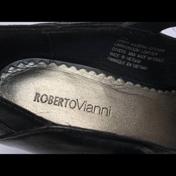 Roberto Vianni T-Strap Black Leather Heels - Picture 7 of 11
